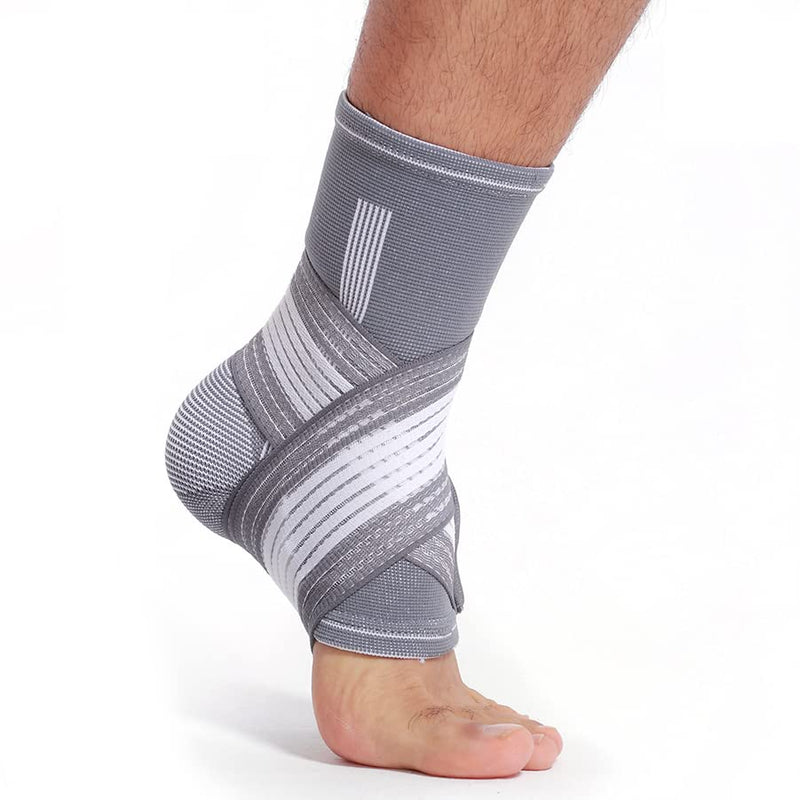 Neotech Care Ankle Brace Support - Elastic & Breathable Fabric - Adjustable Compression Strap - For Men, Women, Youth - Left or Right Foot - Grey Colour (Size M, 1 Unit) - NewNest Australia