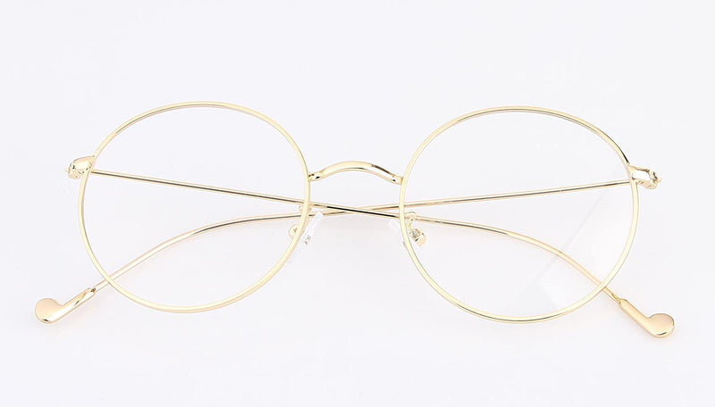 sigaer glasses nerd glasses retro round unisex metal frame glasses frame decorative glasses 140x50mm gold - NewNest Australia