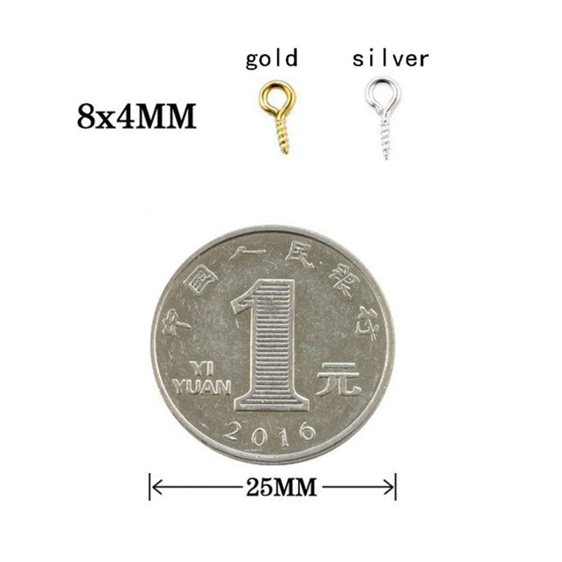 400Pcs Small Screw Eye Pins Hooks Mini Screw Eye Pin Peg Eye Screws for Jewelry Making and DIY Arts & Crafts Projects, 8 x 4mm (Silver and Gold) - NewNest Australia