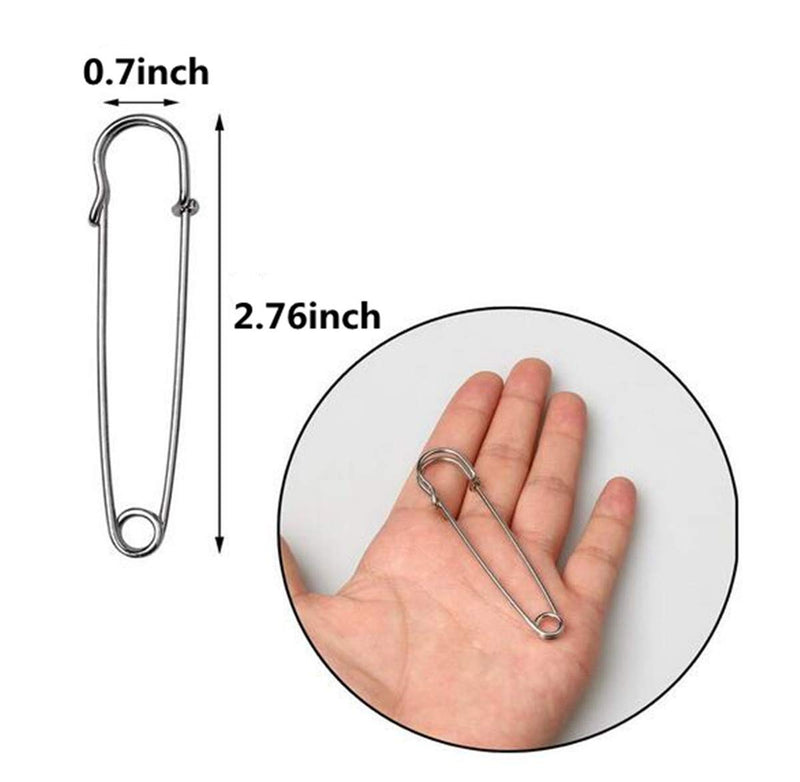 ReachTop Pack of 30 Large Safety Pins, 2.76" Heavy Duty Blanket Pins Bulk Steel Spring Lock Pins Fasteners for Blankets Crafts Skirts Kilts Brooch Making - NewNest Australia