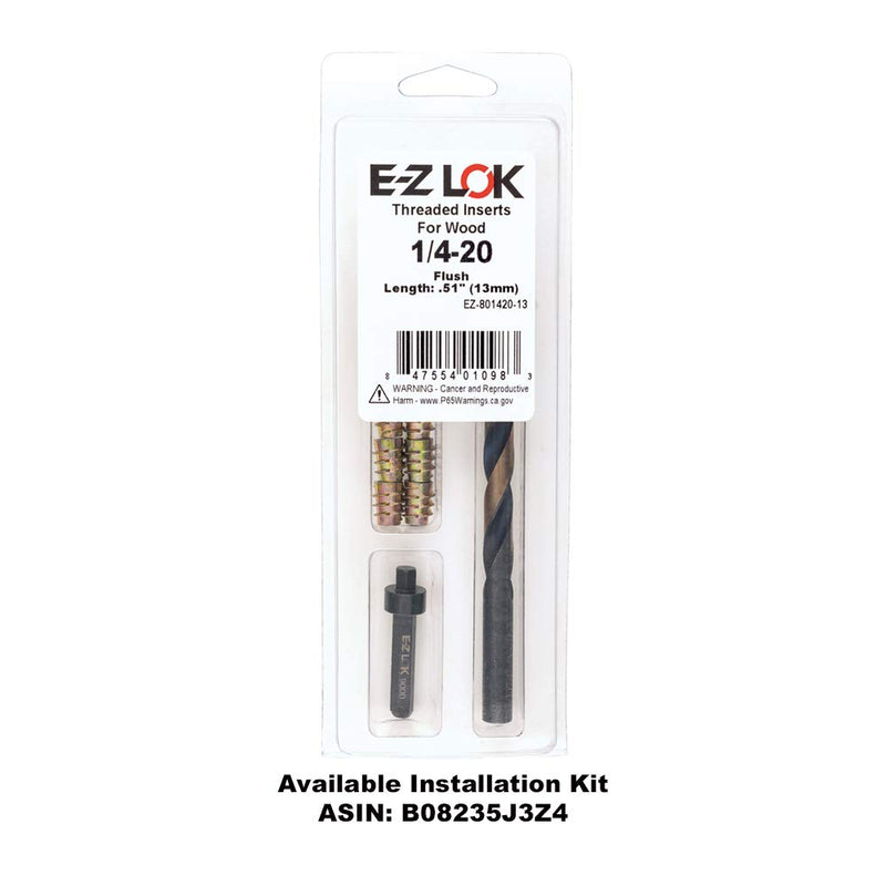 E-Z LOK - 801420-13 E-Z Lok Threaded Insert, Zinc, Hex-Flush, 1/4"-20 Internal Threads, 0.512" Length (Pack of 100) 1/4"-20 Internal Threads, 0.512" - NewNest Australia