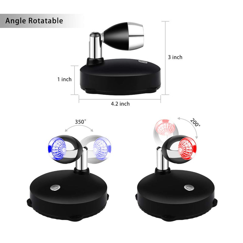 LEASTYLE Wireless Spotlight Battery Operated Spot Light Up Lights Indoor Mini Accent Lights Dimmable Art Lights LED Spotlights with Remote Stick on Anywhere Rotatable Wall Light ( RGB 2 Pack ) - NewNest Australia