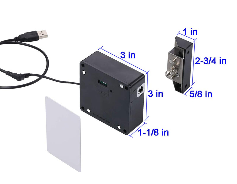 Homello Electronic Cabinet Lock with USB Cable - Hidden DIY RFID Locks with RFID Cards for Office Home Wooden Cabinet, Drawer, Locker, Gun Box Black 1.2x3 Inch - NewNest Australia