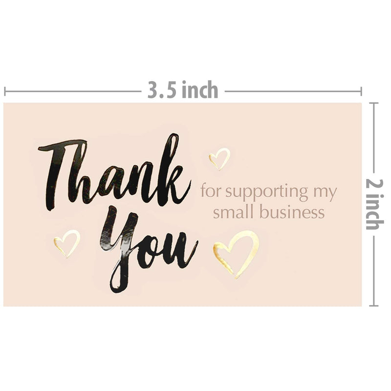Easykart 120 Thank You For Supporting My Small Business Cards , Gold Foil Business Card Size 3.5" x2", Thank You Cards for Online Retail Shop , Small Business , Customer Package Inserts Pastel Peach - NewNest Australia