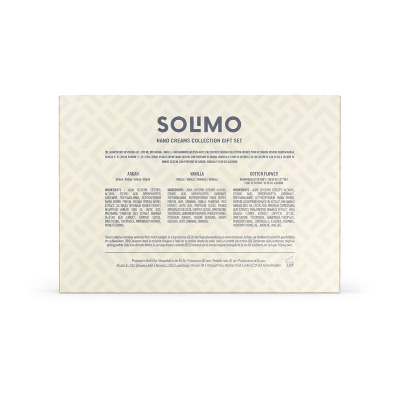 Amazon-Brand - Solimo - Hand Creams Collection, Moisturises and Protects Argan, Vanilla & Cotton Flower Scented (3 x 30 ml) - NewNest Australia