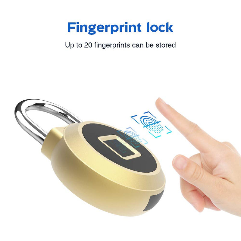 eLinkSmart Gym Locker Digital Padlock, IP65 Waterproof Fingerprint Padlock, Security Keyless Mini Smart Lock for House Door, Swimming Center, Backpack, Travel Luggage (Gold) Glod - NewNest Australia
