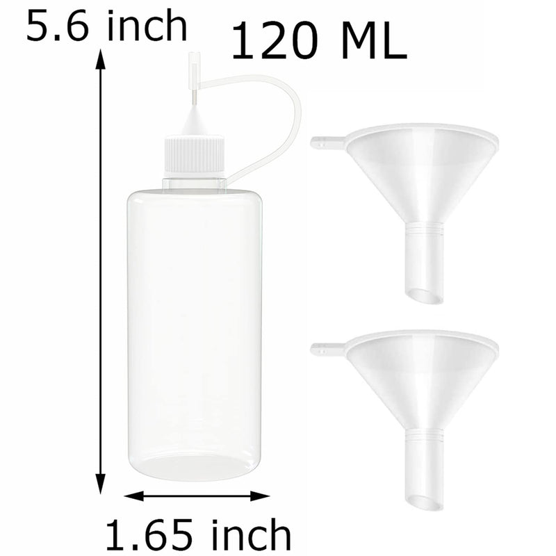 6 Pcs 4 Ounce Needle Tip Glue Bottle 120ml Plastic Dropper Bottles Multicolor Lid with 2 Pcs Mini Funnel for Small Gluing Projects, Paper Quilling DIY Craft, Acrylic Painting - NewNest Australia