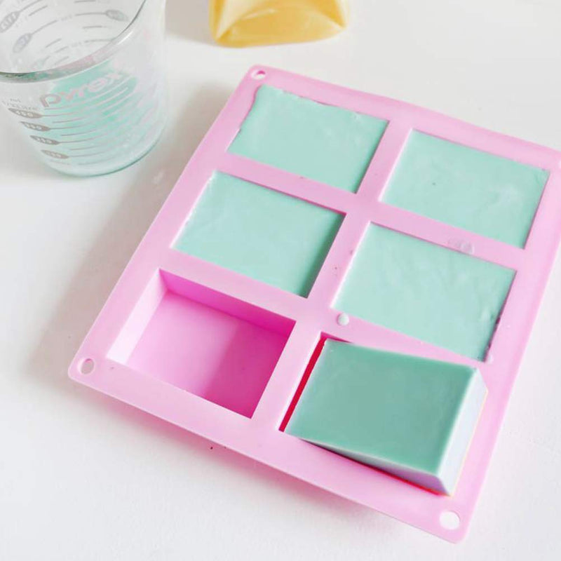 Silicone Soap Molds Set of 3, 6 Cavities DIY Handmade Soap Moulds - Cake Pan Molds for Baking, Biscuit Chocolate Mold, Silicone Soap Bar Mold for Homemade Craft, Ice Cube Tray, Pink - NewNest Australia