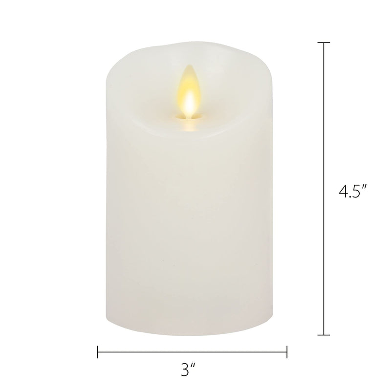 Luminara Color Changing Flameless Pillar Moving Flame LED Candle, Scalloped Edge, Real Wax, Remote Ready (Included) Unscented - White (3 x 4.5-inch) - NewNest Australia