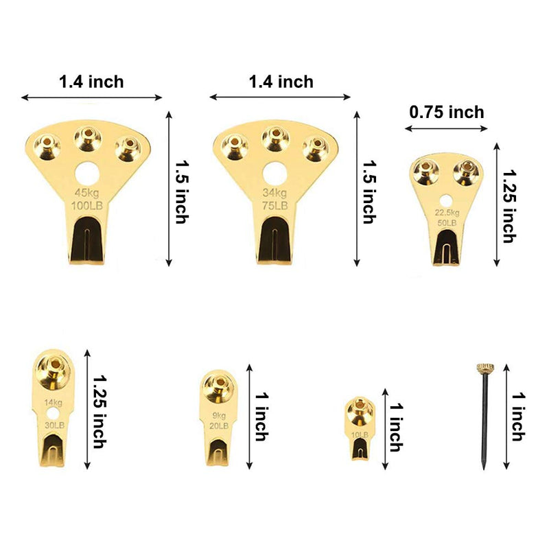 125 pcs Picture Hangers, Heavy Duty Picture Hanging Kit with Nails, Professional Picture Hanging Kit on Wooden/Drywall for Canvas, Office Pictures, Clock, House Decoration, Holds 10-100 lbs - NewNest Australia
