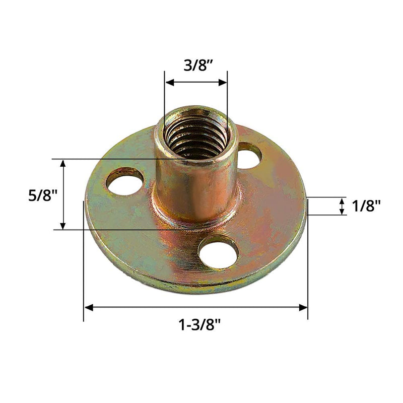 QWORK 3/8"-16 Iron Plate Nut, 12-Piece Set T-nut with Round Base Carbon Steel T-Nuts - NewNest Australia