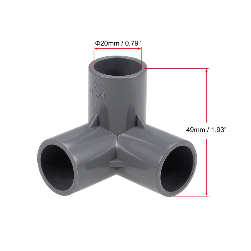 uxcell 3-Way Elbow PVC Pipe Fitting Furniture Grade 20mm Size Tee Corner Fittings Gray 10Pcs - NewNest Australia