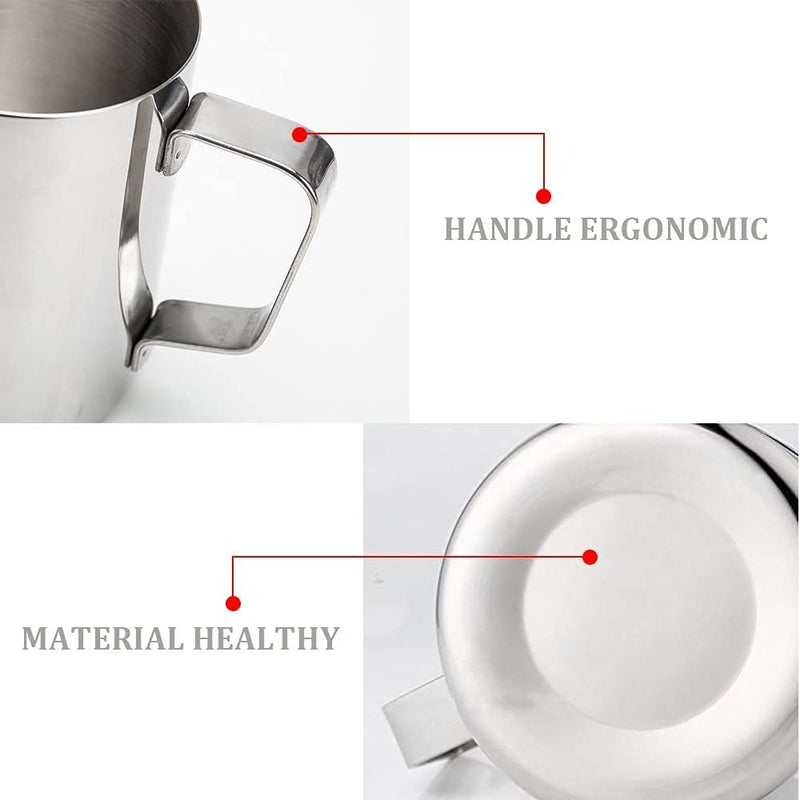 Milk Jug Stainless Steel Milk Frothing Pitcher with Thermometer Large 600ml for Coffee Machine Milk Frothing Jug Anti-Scald Easy to Clean - NewNest Australia