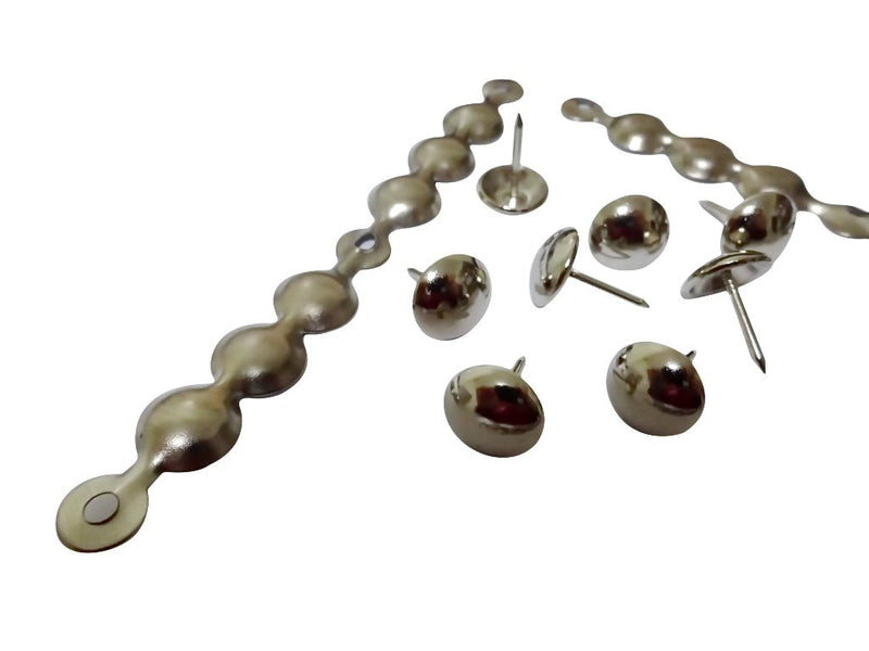 decotacks® Silver Upholstery Nailhead Trim, Silver Upholstery Nails/Tack in Short (4in Long) Strips 7/16in (11mm) Head Diameter, Covers 6 Meters (6,6 Yards) [Nickel/Silver Finish] DX0511NI-S6M - NewNest Australia