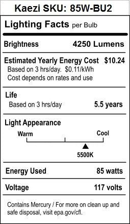 KAEZI 85 Watt Studio Light Bulb 5500K CFL Day Light. - NewNest Australia