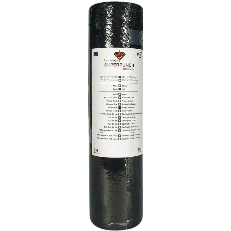 Cloud Cover Stitch Black 12 inch x 10 Yard Roll. Over The Back Fusible - Iron On - SuperStable Embroidery Stabilizer Backing 12" x 10 yards roll - NewNest Australia