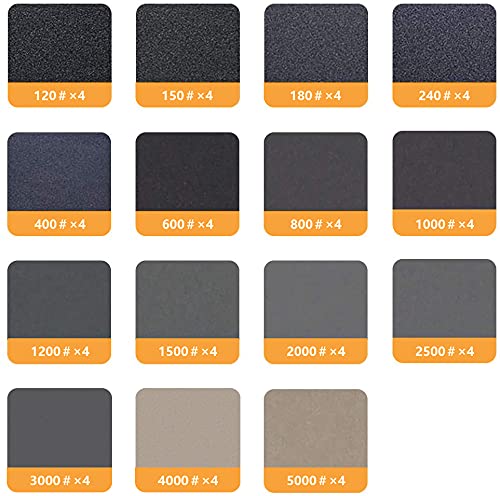 60 Pieces Sandpaper Set, VIBRATITE Wet Dry Sand Paper Assortment Variety 120 to 5000 Grit, 9" x 3.6" Drywall Sanding Sheets for Wood Metal Sanding and Automotive Polishing 60pcs - NewNest Australia