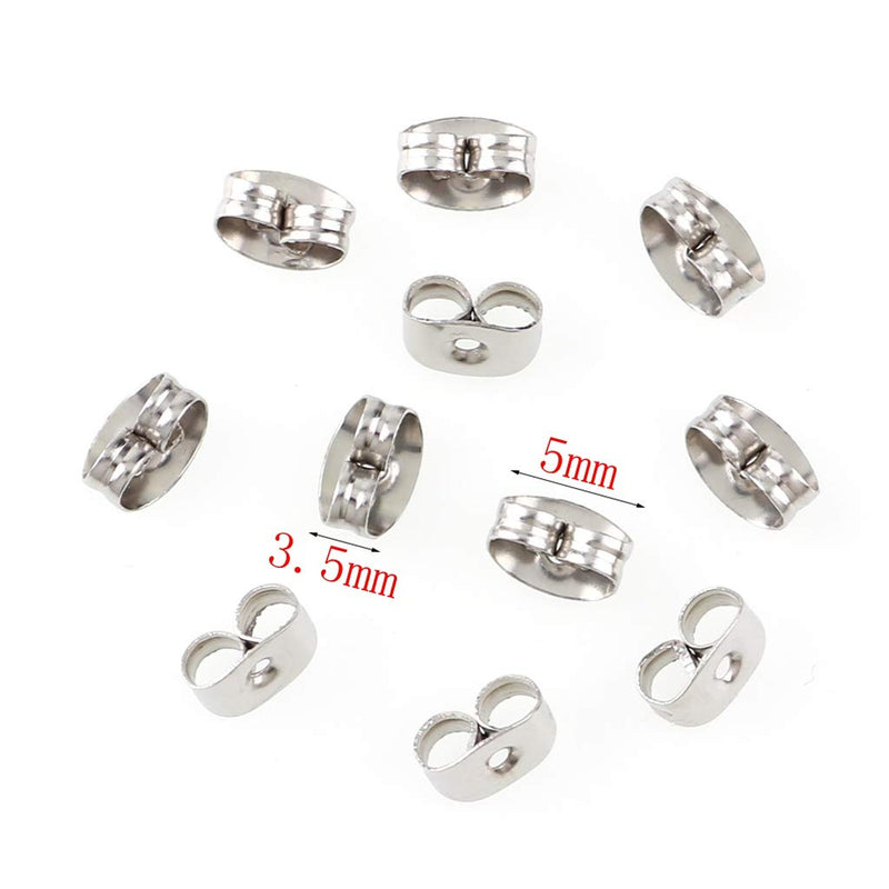 300 Pieces Stainless Steel Butterfly Earring Backs (Silver 5x3.5mm) Silver 5x3.5mm - NewNest Australia