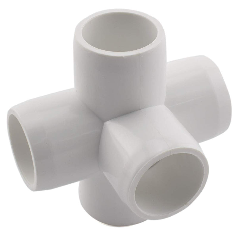 SDTC Tech 1/2" 5 Way PVC Fitting Furniture Grade Pipe Elbow Connector for DIY PVC Shelf Garden Support Structure Storage Frame, White - 4 Pack - NewNest Australia