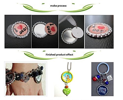RUTICH 100 PCS Flat Decorative Bottle Cap Craft Bottle Stickers Double Sideds Printed for Hair Bows, DIY Pendants or Craft ScraPbooks(Dark Red) Dark Red - NewNest Australia