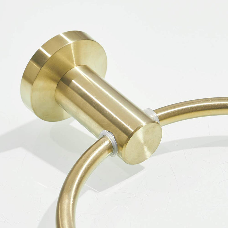 BATHSIR Gold Towel Ring Set, Bathroom Hardware Includes Toilet Paper Holder and Towel Holder Wall Mount Brushed Gold Bathroom Accessories 2 Pieces Stainless Steel 2 pcs - NewNest Australia