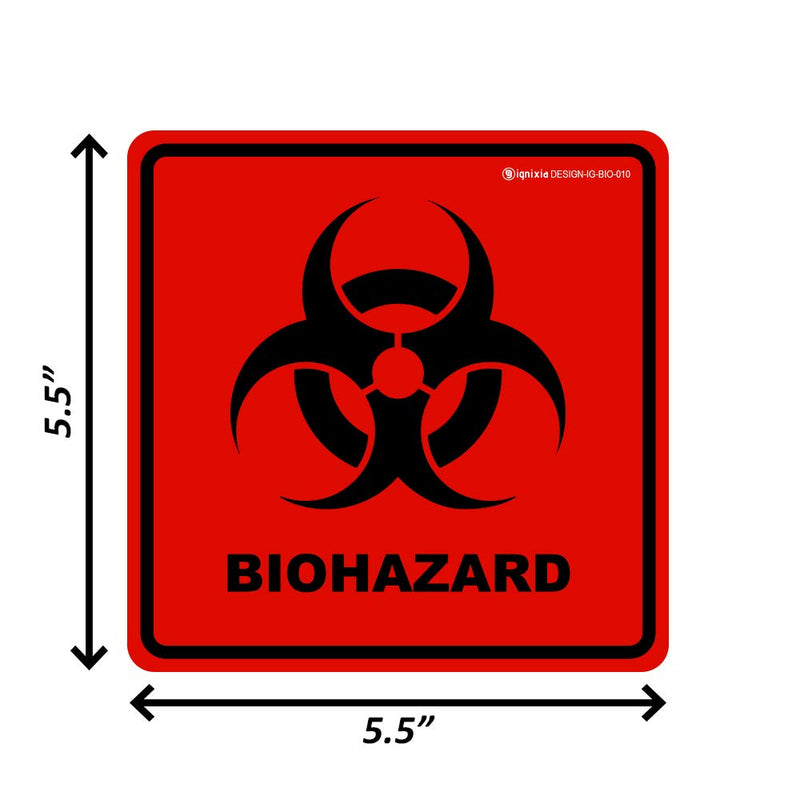 Biohazard Stickers- 5.5" x 5.5" Biohazard Labels (Pack of 10) - UV Coated Label- Biohazard Warning Sign for Labs, Hospitals and Industrial Use Universal Biohazard Symbol by Ignixia - NewNest Australia