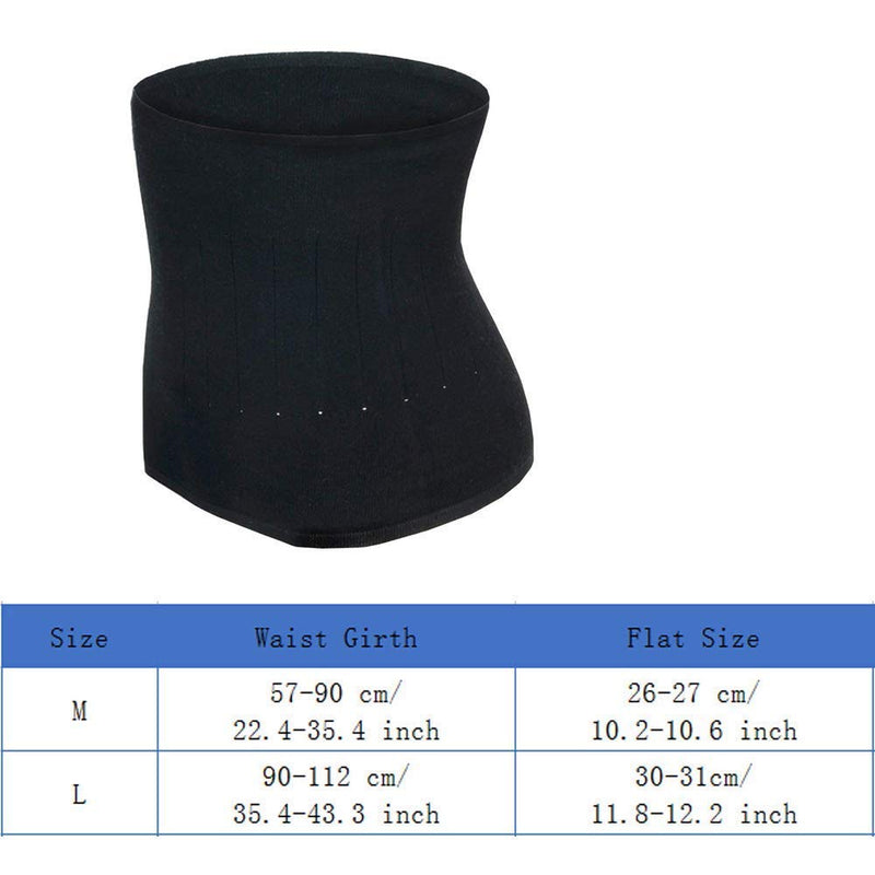 Thermal Waist Support Breathable Cashmere Knit Kidney Stomach Lumbar Lower Back Support Brace Abdominal Binder Slim Waist Trimmer Wrap Belt Elastic Postpartum Belly Band Warming Healing Pain Relief Black L(waist girth 90-112cm) - NewNest Australia