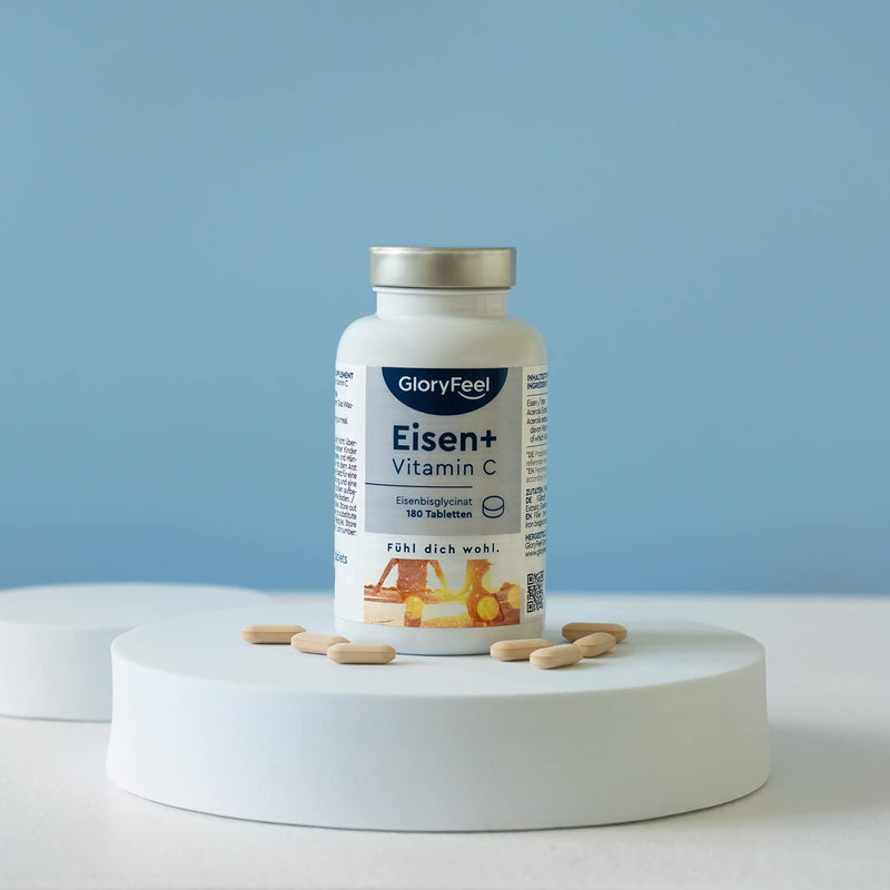 Iron with 40mg natural vitamin C - 240 tablets - Premium raw materials: iron bisglycinate (iron chelate) + vitamin C from acerola extract - Laboratory tested and made in Germany without additives - NewNest Australia