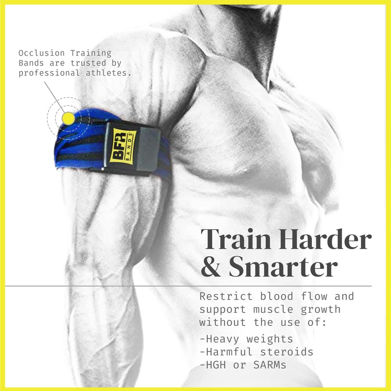 BFR BANDS Occlusion Training Bands, Blood Flow Restriction Bands for Arms, Legs or Glutes, Help Gain Muscle Without Lifting Heavy Weights, Strong Elastic Strap + Quick-Release Pro Bands 2pk - NewNest Australia