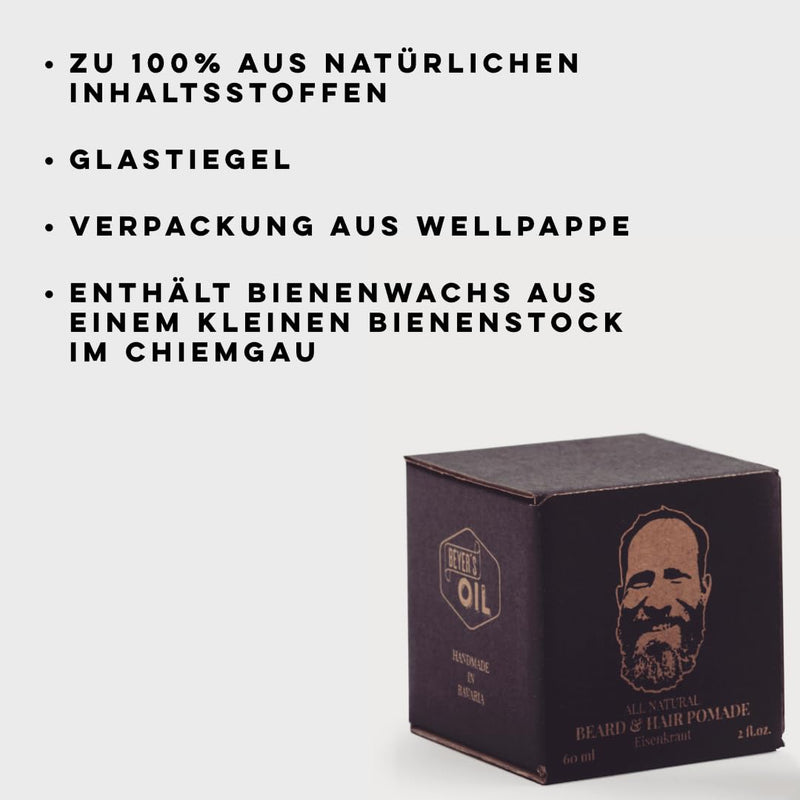 Beyer's Oil Beard & Hair Pomade Verbena 60ml - beard and hair pomade - 100 natural - handmade in Bavaria - NewNest Australia
