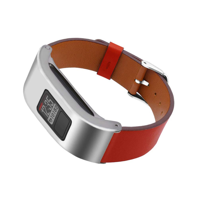 DuiGong Leather Strap Compatible for Garmin vivofit 3 Replacement Band with Silver Stainless Steel Protector Case, S/M & M/L (Brown) Silver case with Brown band - NewNest Australia