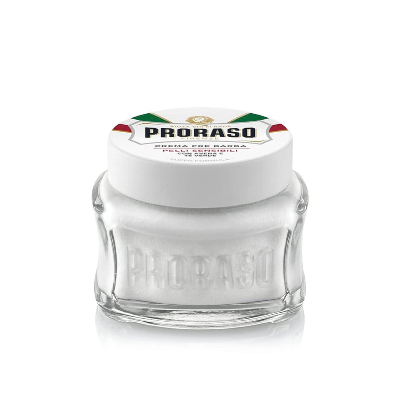 Proraso Pre Shave Cream Sensitive, 100 ml, soothing shaving cream for use before shaving, with oats and green tea extracts, Made in Italy, White Single - NewNest Australia