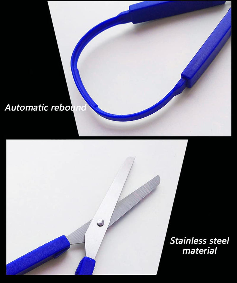 2 Pack Loop Scissors YUTOU Kids Childrens Scissors Easy Grip Scissors Loop Handle Self-Opening Scissors Adaptive Easy Grip Loop Scissors for Children Adolescents and Adults Special Needs (Blue) Blue - NewNest Australia