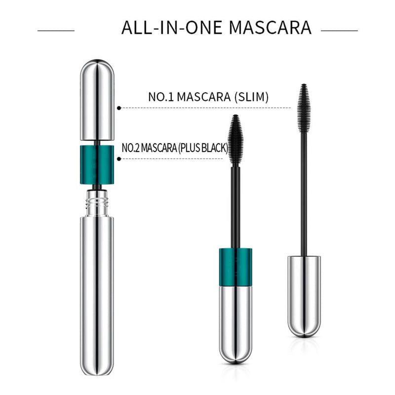 2 in 1 4D Silk Fiber Eyelash Mascara,Extra Long Thick & Voluminous Lash Mascara, Clump-Free,Long Lasting, Waterproof & Smudge-Proof,Natural Eye Makeup - NewNest Australia