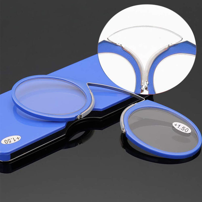 Unisex reading glasses, compact visual aid, mini nose clip, non-slip reading glasses, non-slip reading aid, always at hand (blue, +1.5) blue +1.5 - NewNest Australia