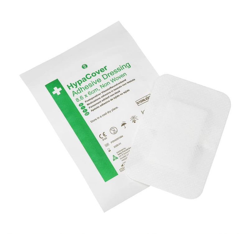 Safety First Aid Group HypaCover Adhesive Wound Dressing - Medium, 8.6 x 6 cm (Pack of 25) Sterile Hypoallergenic Medium (8.6 x 6 cm) Adhesive Dressings Single - NewNest Australia