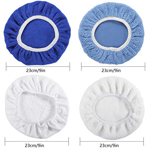 AUTDER 9 Inch & 10 Inch Car Polisher Pad Bonnet, Waxers Bonnet Set, Woollen+Cotton+Microfiber+Coral Fleece, 2 Pcs for Each, Pack of 8 Pcs 9-10 Inches - NewNest Australia