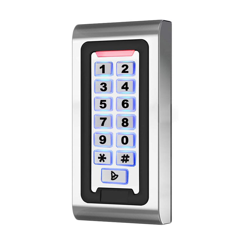 AMOCAM Door Access Control System Stand-Alone Password Keypad + 5PCS Proximity RFID 125Khz Key Fobs Keychains, Support 2000 Users ID Card Reader, Waterproof, Backlight, Zinc Alloy Metal Case - NewNest Australia