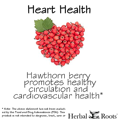 Herbal Roots Organic Hawthorn Berry Capsules - Heart Health - Extra Strength 1,200mg per Serving, Vegan, Made in The USA - NewNest Australia