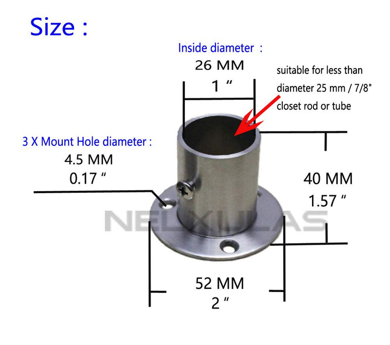 NELXULAS Stainless Steel Closet Rod Flange Holder for Pipe (AX1) AX1 - NewNest Australia
