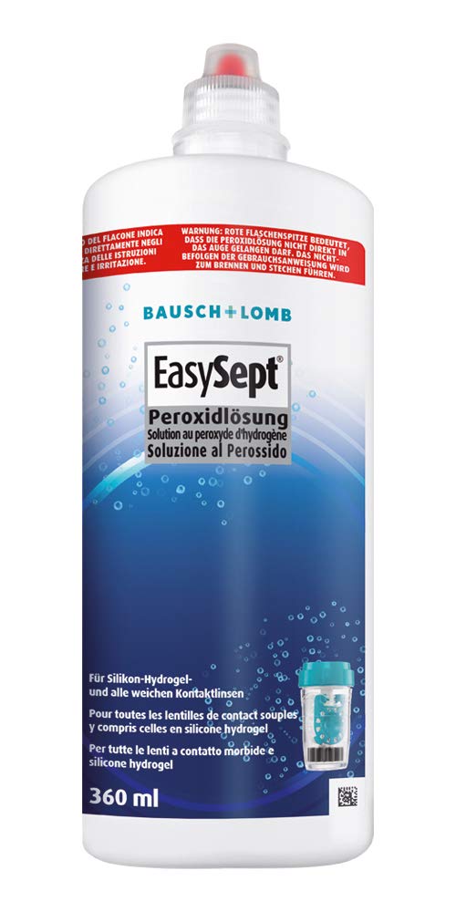 Bausch + Lomb EasySept peroxide solution contact lens cleaner for soft contact lenses, preservative-free, with container, 1 x 360 ml - NewNest Australia