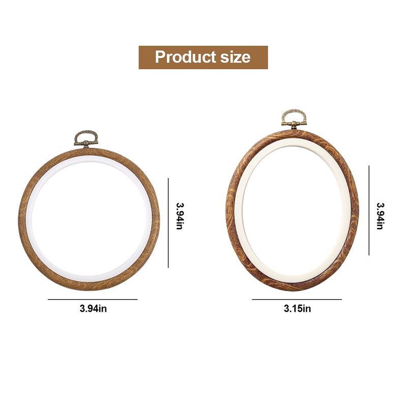 6 Pcs/Set Embroidery Hoops Imitated Wood Plastic Display Frame Reusable Circle Oval Cross Stitch Hoop Ring for Art Craft Sewing and Hanging Ornaments Home Decor 3 Round, 3 Oval - NewNest Australia