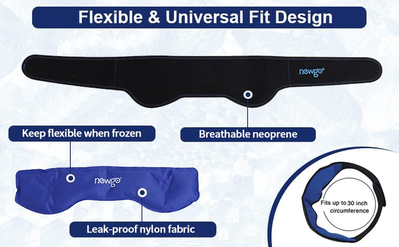 NEWGO Headache Ice Pack Head Cold Pack Headband for Migraines, Gel Ice Pack Head Ice Wrap for Headache Relief, Tension, Sinus Pain, Chemo, Head Injuries - 29.5" x 4.3" - NewNest Australia