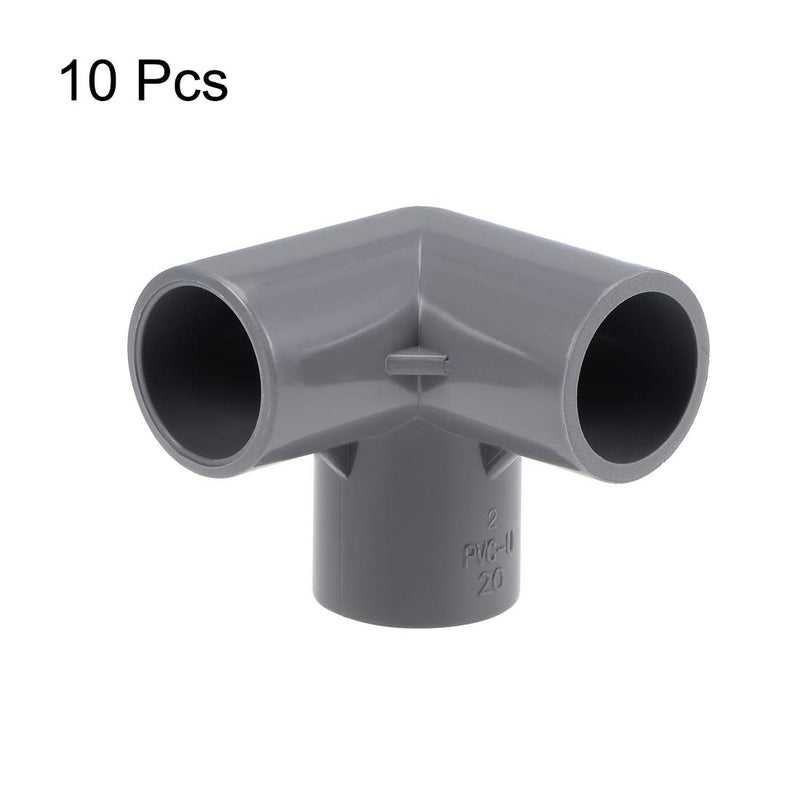 uxcell 3-Way Elbow PVC Pipe Fitting Furniture Grade 20mm Size Tee Corner Fittings Gray 10Pcs - NewNest Australia