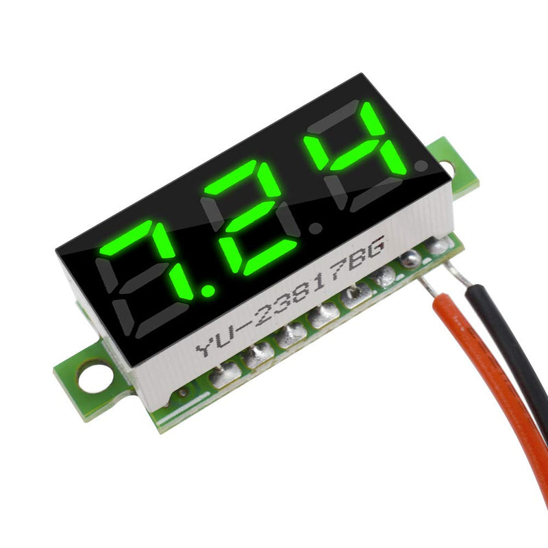 Diymore 10pcs Mini Digital 0.28" 2 Wire LED Panel Display Voltage Tester Voltmeter DC Volt Meter (Green) Green - NewNest Australia