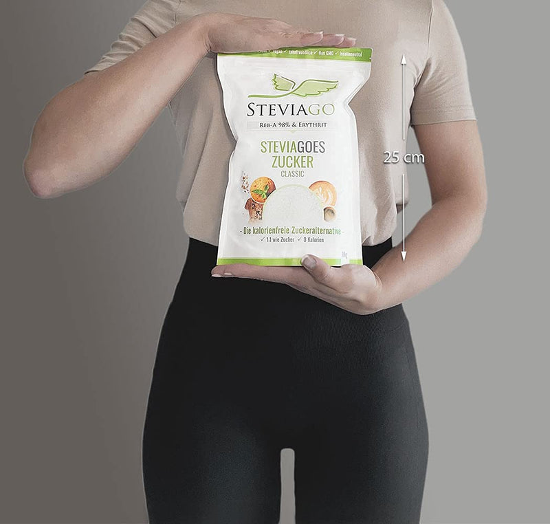 Steviagoes Sugar (Classic) - The 1:1 Sugar Substitute Made From Erythritol + Stevia (98% Reb-A), 0 Calories, Vegan, Suitable For Keto Diet And Low Carb Diet, 1Kg 1Kg (Pack Of 1) - NewNest Australia