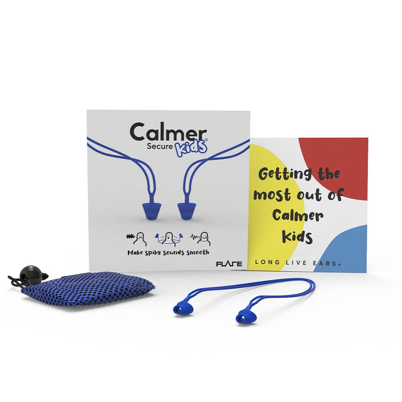 Flare Calmer Secure - Ear Plug Alternative - Reduce Disturbing Noise Without Blocking Noise - Soft, Reusable, Flexible Silicone With Integrated Lanyard, Blue - NewNest Australia