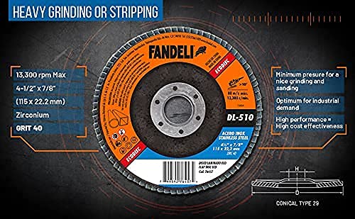 Fandeli Flap Disc - 60 Grit Sanding Grinding Wheel (Pack of 5) - Aluminum Oxide Abrasives Grinder Wheel - Grinding Disc for Paint, Metal, Wood, Stainless Steel & Plastics - 4.5 Inch Grinder Wheels - NewNest Australia