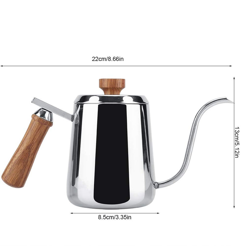 Drip Coffee Maker，Stainless Steel Wooden Handle Long Gooseneck Gutter Boiler 350 ml / 600 ml 304 For Slow And Accurate Water Flow - NewNest Australia