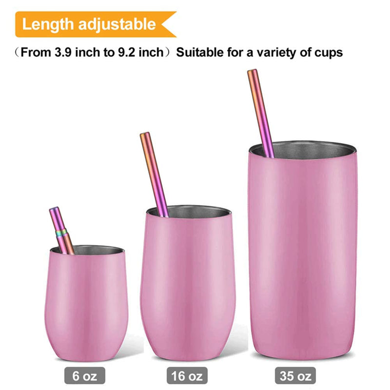 RZJZGZ 2 Pack Telescopic Reusable Straw, Collapsible Stainless Steel Straws, Portable Metal Drinking Straws with Aluminum Key-Ring Case & Cleaning Brush for Travel, Home, Work (Red and Blue) Red and Blue - NewNest Australia